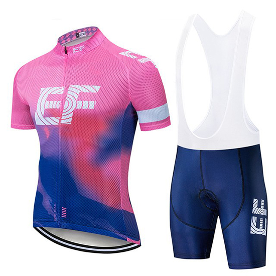 2019 Maillot Ef Education First Tirantes Mangas Cortas Rosa Azul